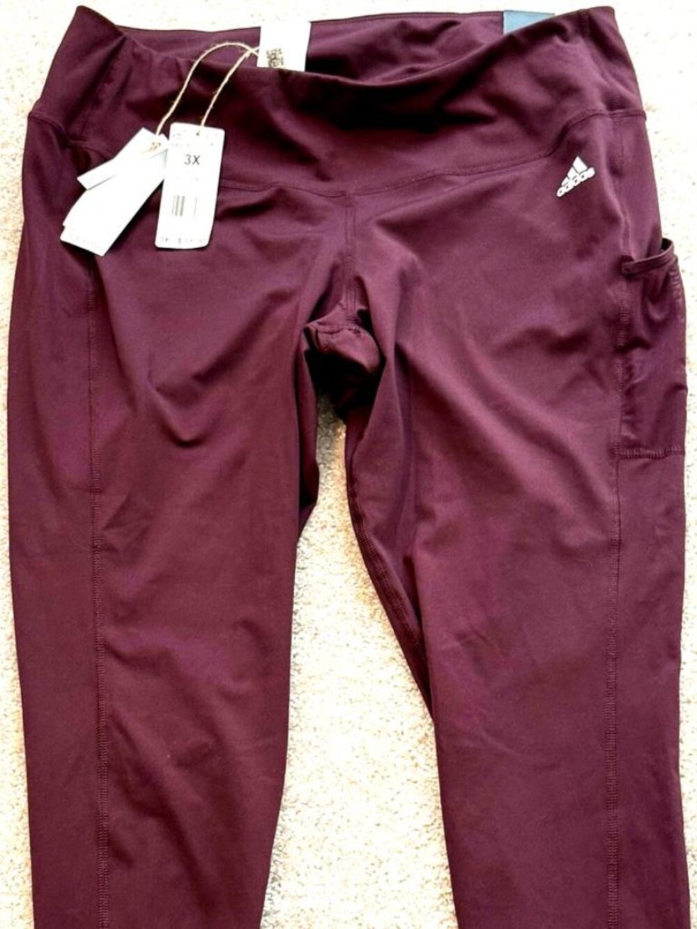 Adidas Workout Pants Size 3X Brown Burgundy High Rise Active Leggings Plus